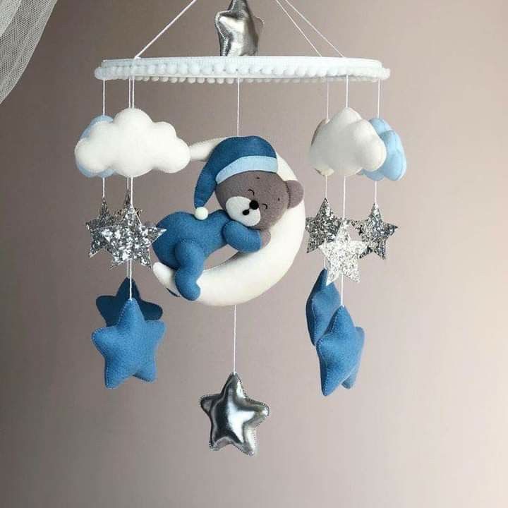 Móbile de Berço Coleção ursos na lua Doce Sonho decoração de quarto.