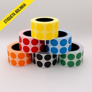 Etiqueta adesiva bolinha marcação kit com 6 rolos (6.000 unidades) em Oferta na Shopee