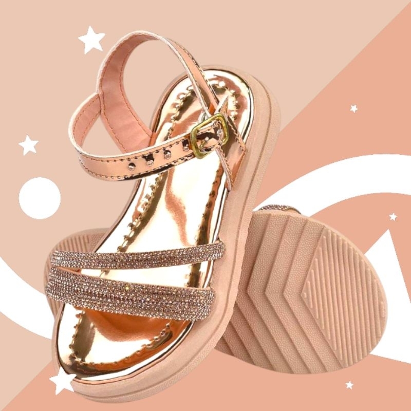 Sandália Strass Infantil Menina Feminino Leve e Confortável Delicada Sola Tratorada.