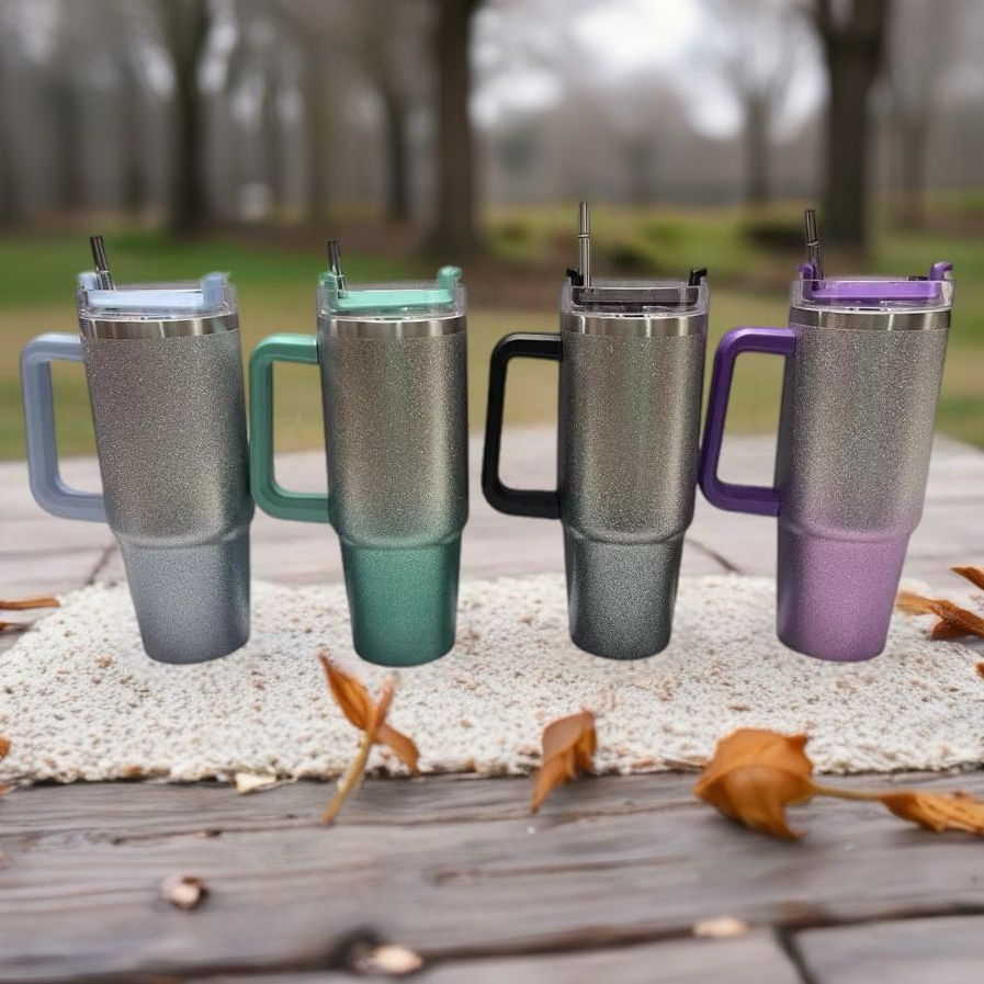 Copo isolamento Flip Straw 900ml Inox Alça    de diamante com alça gradiente