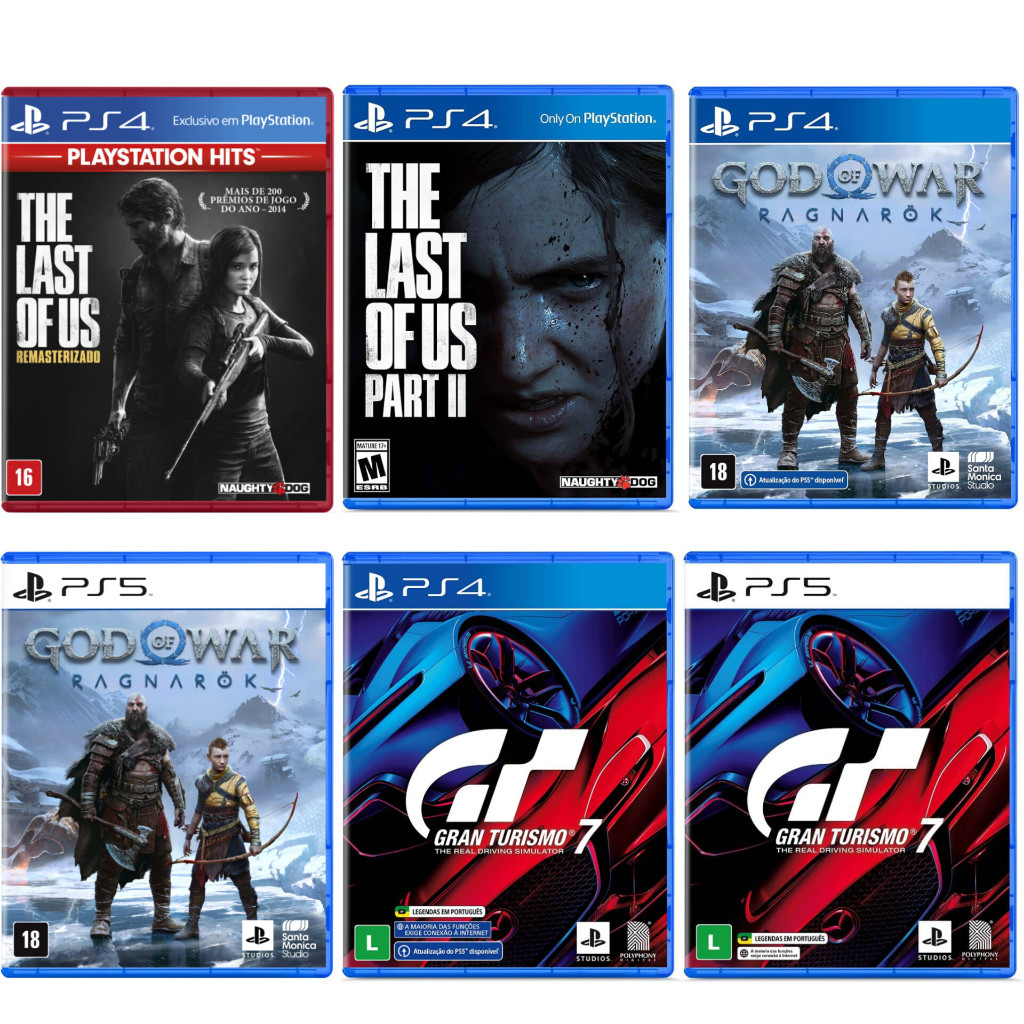 Jogos de Ps4 e Ps5 Novos Lacrados: The Last Of Us Remasterizado, The Last Part 2, Gran Turismo 7 e God Of War Ragnarok