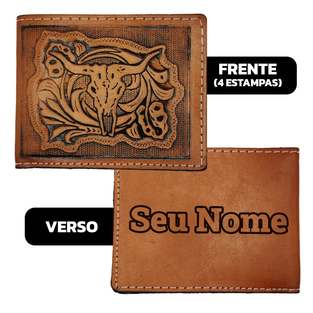 Carteira Country em Couro Legítimo Western – Personalizada com Nome - Barretos