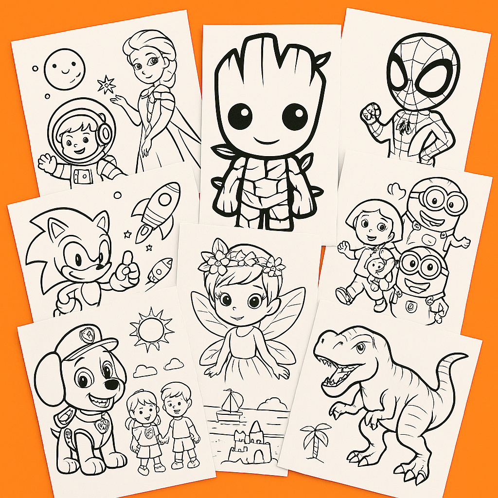 Desenhos Para Colorir 50/100/200/300 E Pintar Folhas Soltas Menino E Menina Vários Temas Variados em Oferta na Shopee