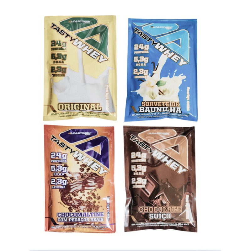 Sachê Tasty Whey Adaptogen 3w - Kit com diversos sabores - Kit degustação Whey Adaptogen