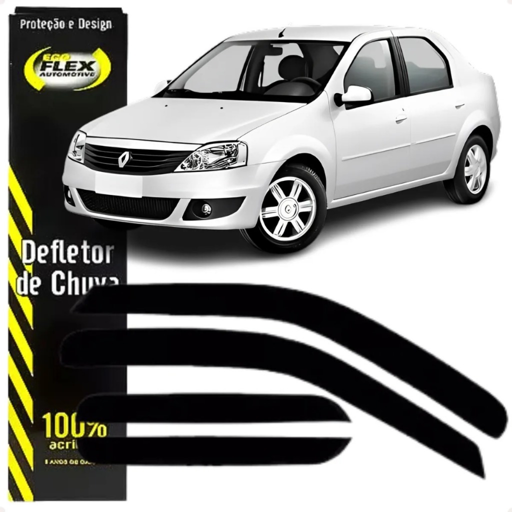 DEFLETOR CALHA DE CHUVA LOGAN 2007 até 13 4Portas em Oferta na Shopee