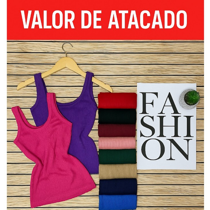KIT Blusa Regata Alça Larga Feminina Camiseta Básica Feminina Regatinha Canelada Estilo Blusinha Básica