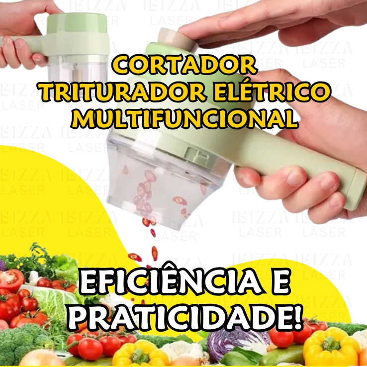 Cortador Triturador Elétrico Multifuncional Para Vegetais 4 Em 1 Sem Fio Alho.