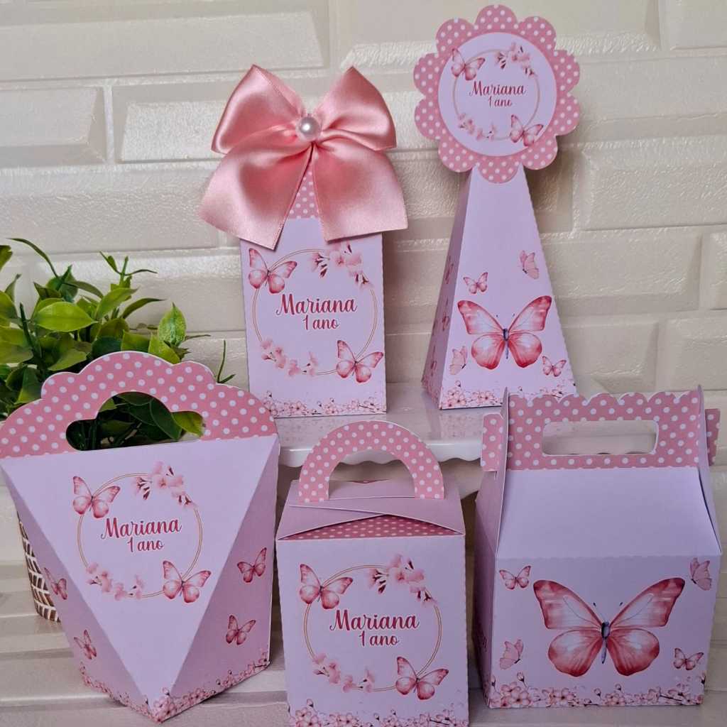 Kit festa borboletas rosa/Lembrancinhas personalizadas borboletas rosa/Caixinhas personalizadas borboletas roa