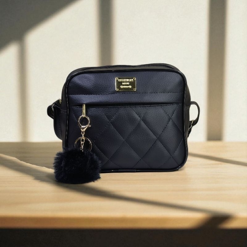 Bolsa Feminina Transversal Pequena Tendência Com Chaveiro POMPOM em Oferta na Shopee
