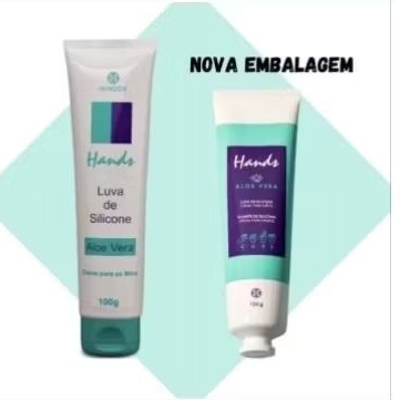 Kit 2 Creme de Mão Creme Luva De Silicone 100% Aloe Vera 100g Original Hinode