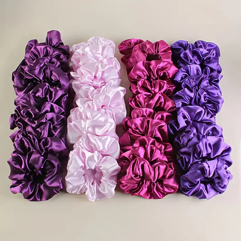 Kit 6/15/30 Xuxinha de Cetim Scrunchies Anti Frizz Rabicó Buchinha Laço Elástico Acessório de Cabelo