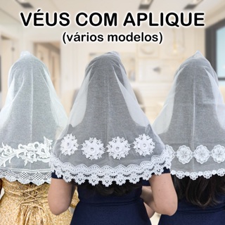 Véu Ccb Congregação Cristã Aplique Floral Vários Modelos em Oferta na Shopee