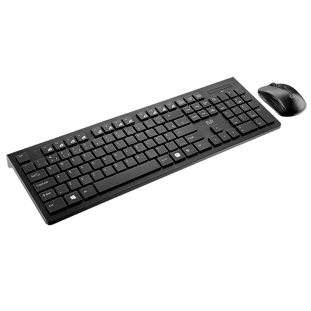 Kit Multi Teclado e Mouse Sem Fio Slim, 1200 DPI, Conexão USB, ABNT2, Preto - TC212