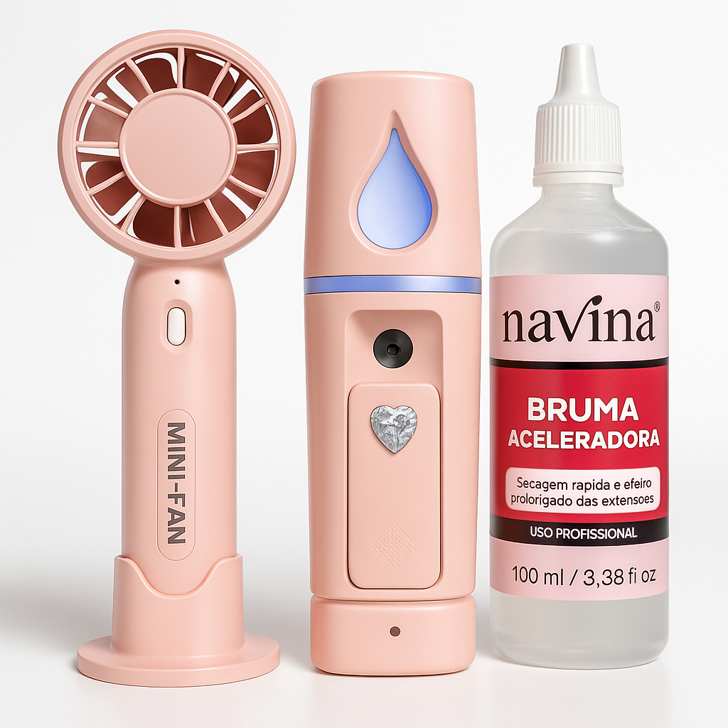 Acelerador de Secagem Extensão de Cílios Com Bruma Nano Mister e Mini Ventilador Portátil Usb