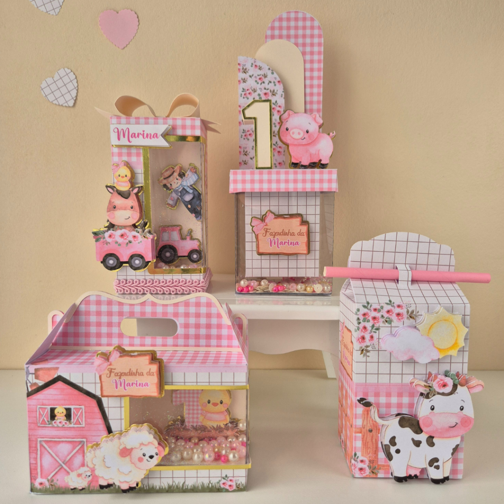 Lembrancinha Personalizada Fazendinha Luxo Menina | Kit Festa Infantil Fazenda
