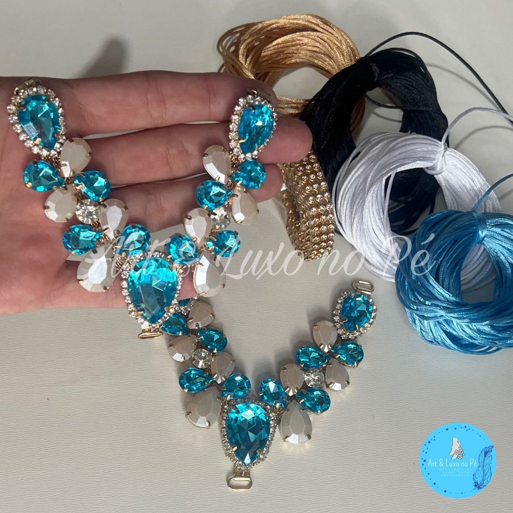 Kit Cabedal Borboleta 02 Azul Claro Sem Pino Para Chinelos em Oferta na Shopee