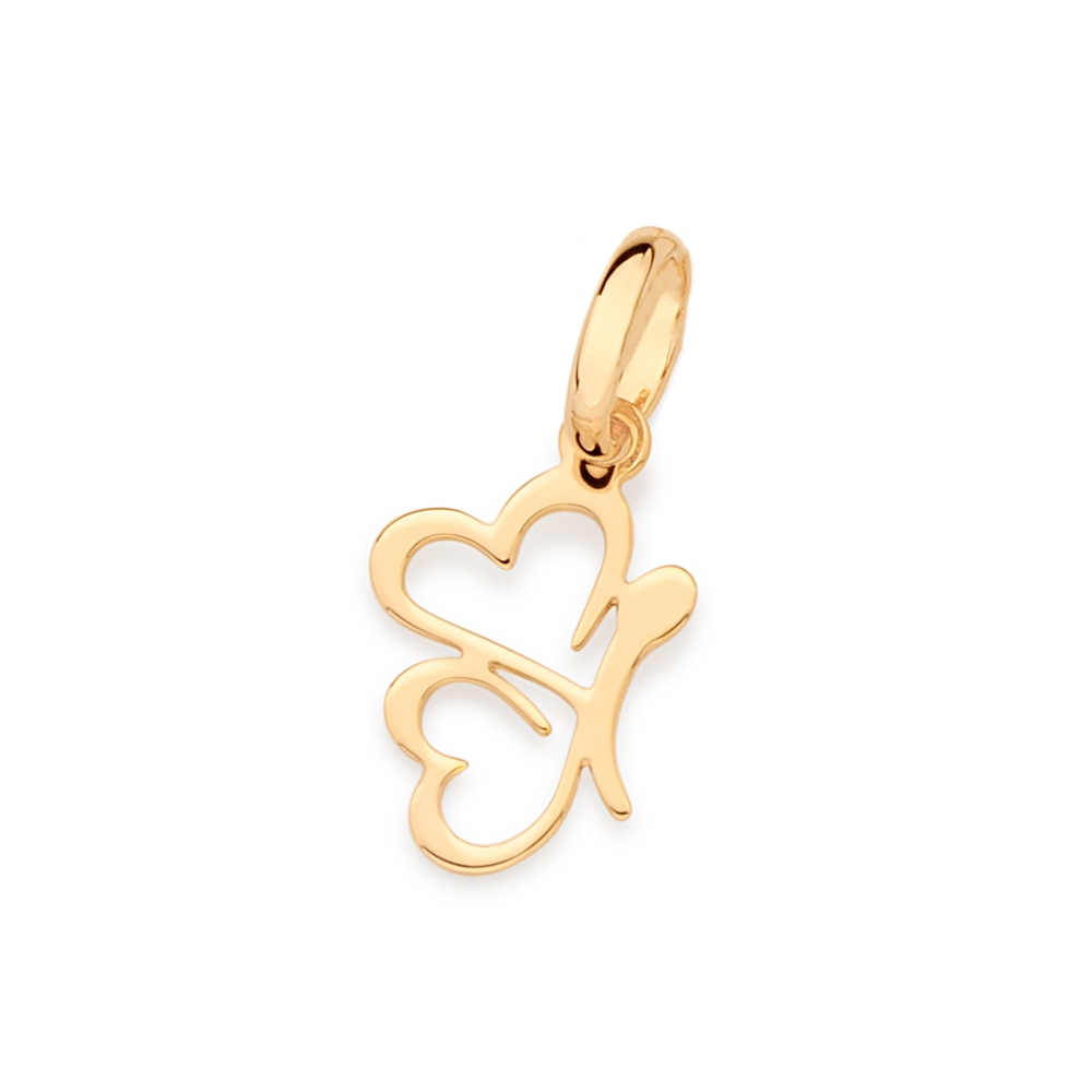 Pingente Borboleta Corações Banhado a Ouro 18k  542655 em Oferta na Shopee