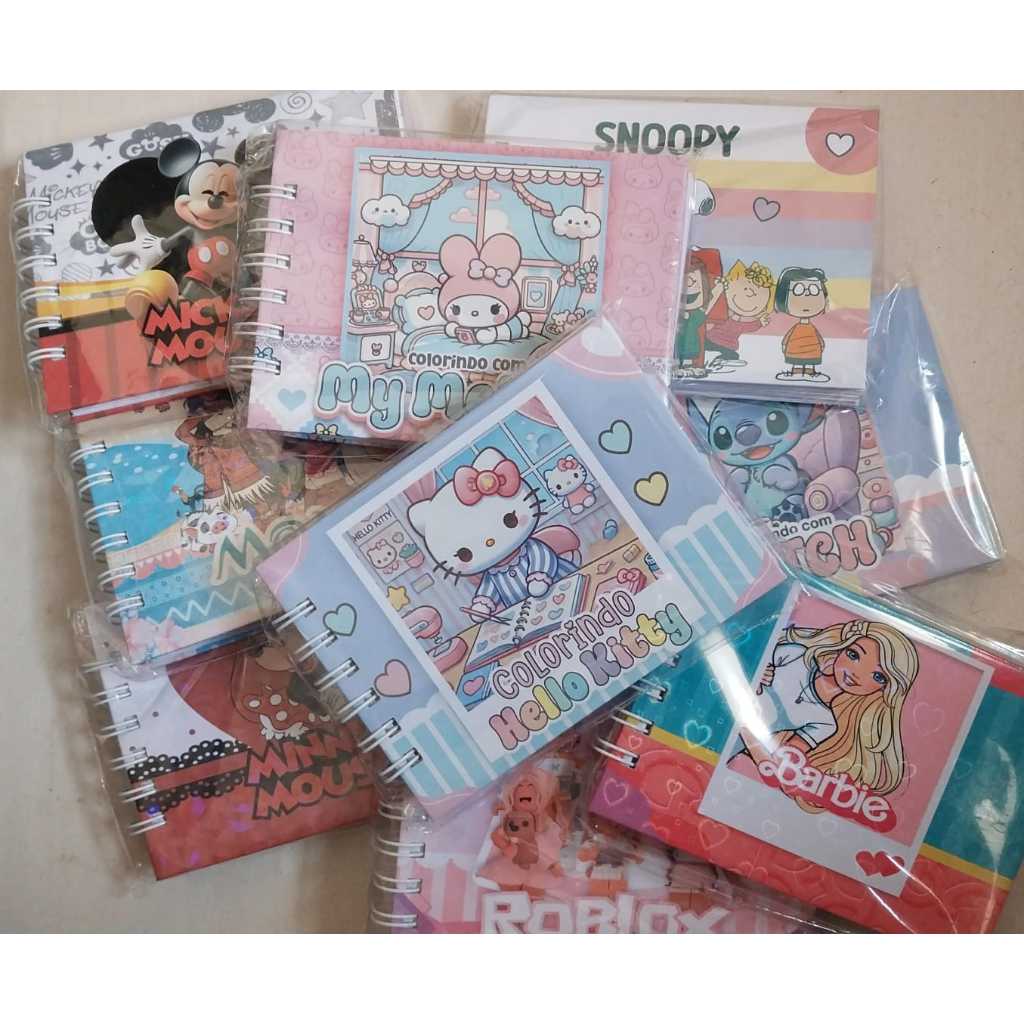 MINI LIVRO DE COLORIR A6 MY MELODY KUROMI CINNAMOROLL SNOOPY ROBLOX MENINA MOANA MICKE MINNE BARBI