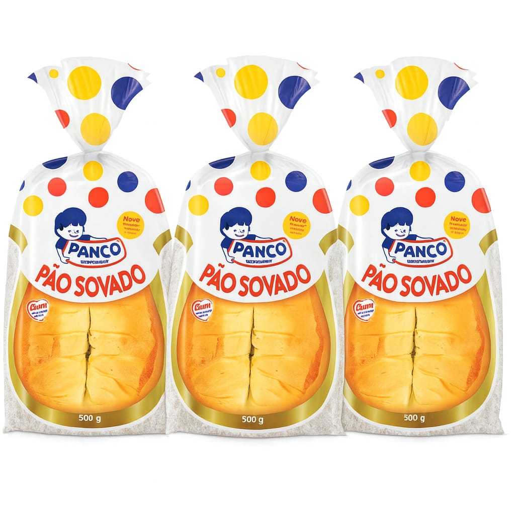 Kit 3 Unidades Pão Sovado Fresquinho macio Panco 500g cada Envio Imediato