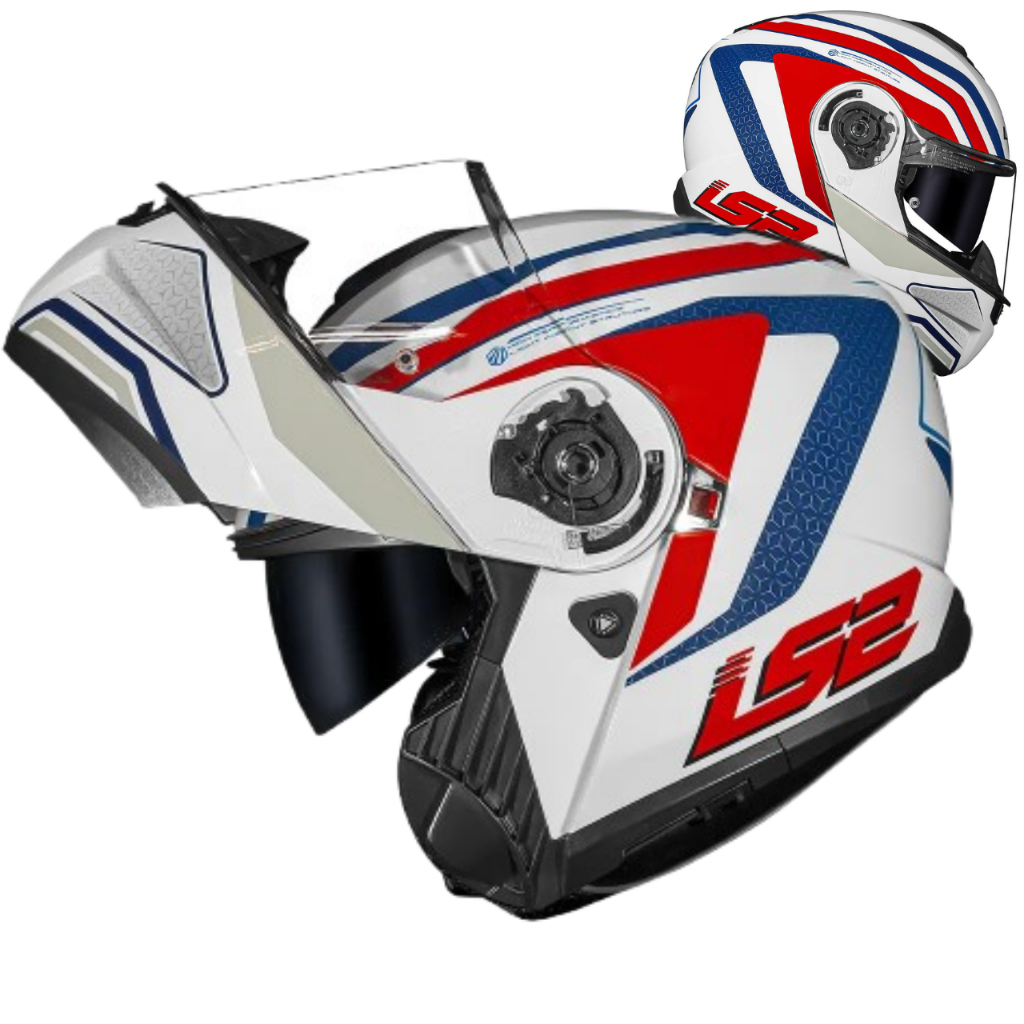 Capacete LS2 FF908 Strobe 2 Articulado Robocop Escamoteável Phantom Tricolor C/ Óculos Interno