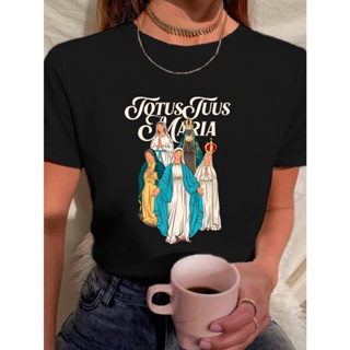Camiseta Babylook Feminina Estampada 100% Algodão Totus Tuus Maria Católica Religiosa Nossa Senhora em Oferta na Shopee