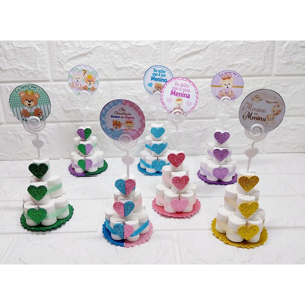 Mini bolo de fralda em eva com porta recado + tag lembrancinhas chá de bebé e chá revelação kit com 10 bolinhos