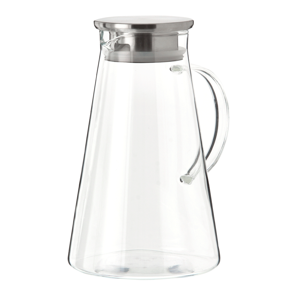 Jarra de Vidro 1.8L com Tampa de Inox Aparador Gelo Jarra de Suco Água Design Moderno Elegante