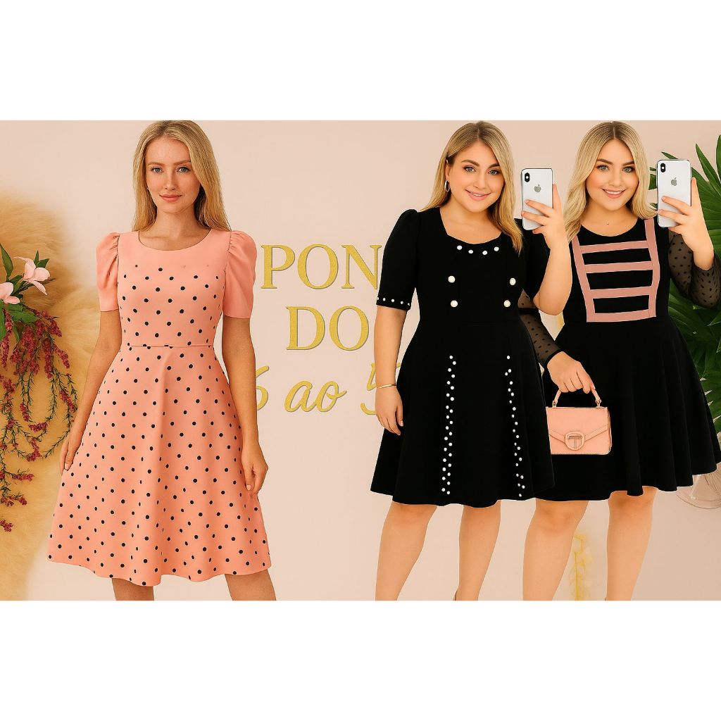 Vestido Moda Evangélica Barato Rodado Godê Plus Size Preto Modelo Princesa Boneca Manga Bolinha (cosplay, vaive)