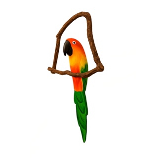 Mini Escultura Pássaro de Madeira Arara Verde no Cipó | Decoração Artesanal da Fauna Brasileira em Oferta na Shopee