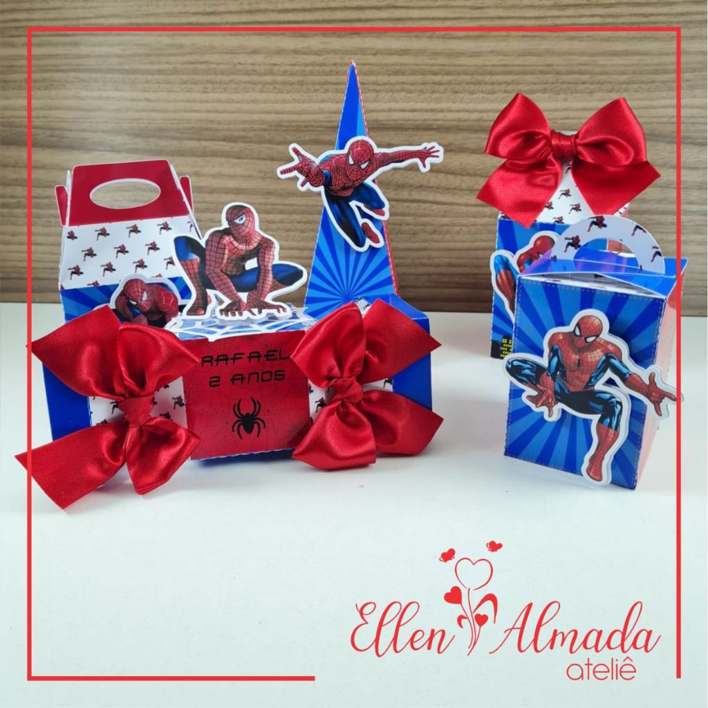 Caixas Personalizadas Homem Aranha-Lembrancinhas Homem Aranha-Papelaria Personalizada Homem Aranha-Kit Festa Homem Aranh