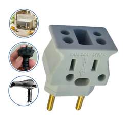 Kit 2 Adaptador Universal Pino Grosso 20a Tomada Benjamim