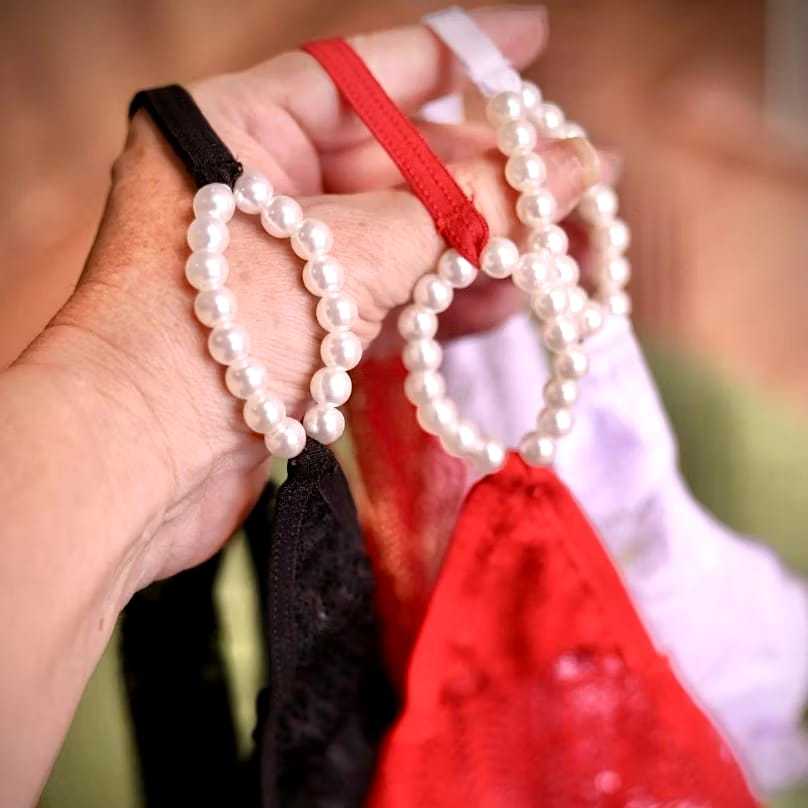 Calcinha Tailandesa Pérolas  E Renda Com Detalhe em Oferta na Shopee