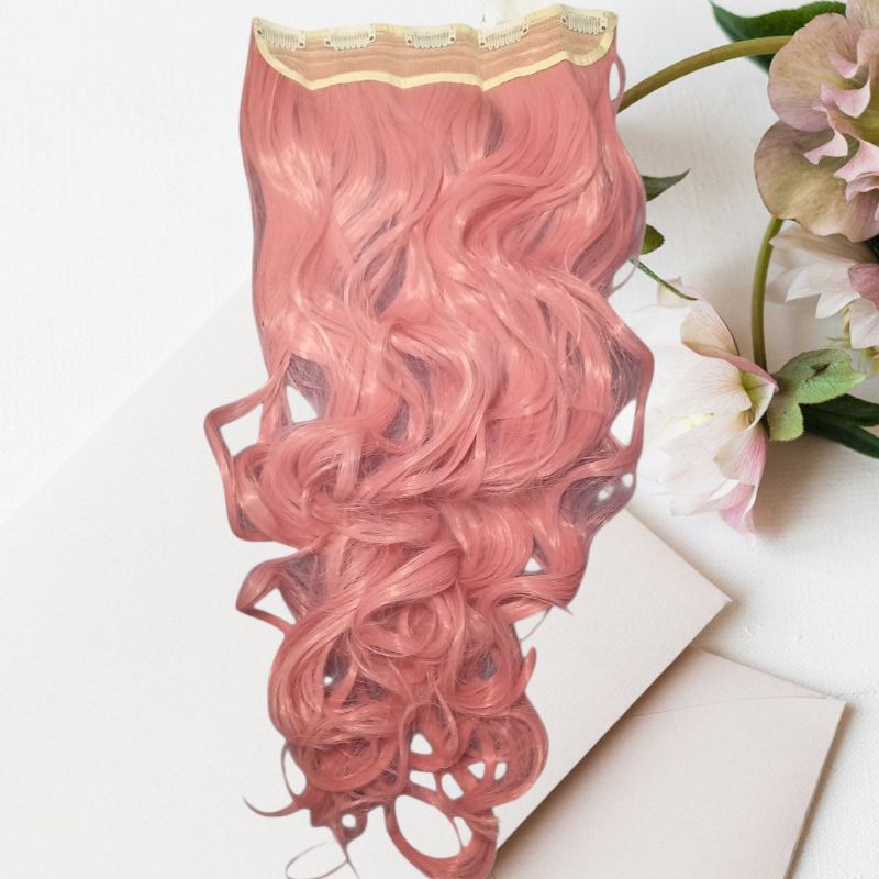 Aplique Tic Tac Mecha Rosa Ondulado Marsala Orgânico Bio Mega Hair