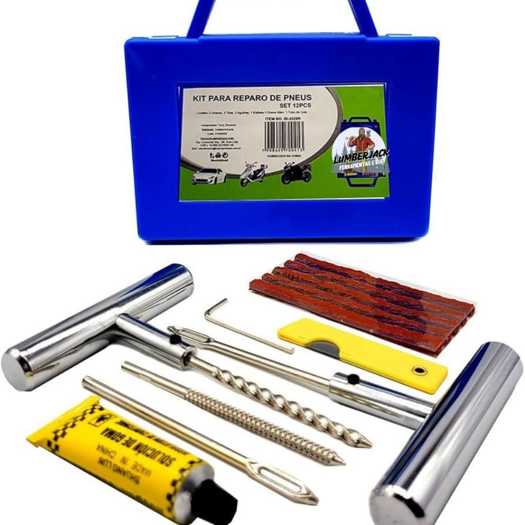 Reparo Pneu Profissional 10 a 13 Peças Completa Para Reparo de Pneu de Moto e Carros - Alta Qualidade em Oferta na Shopee