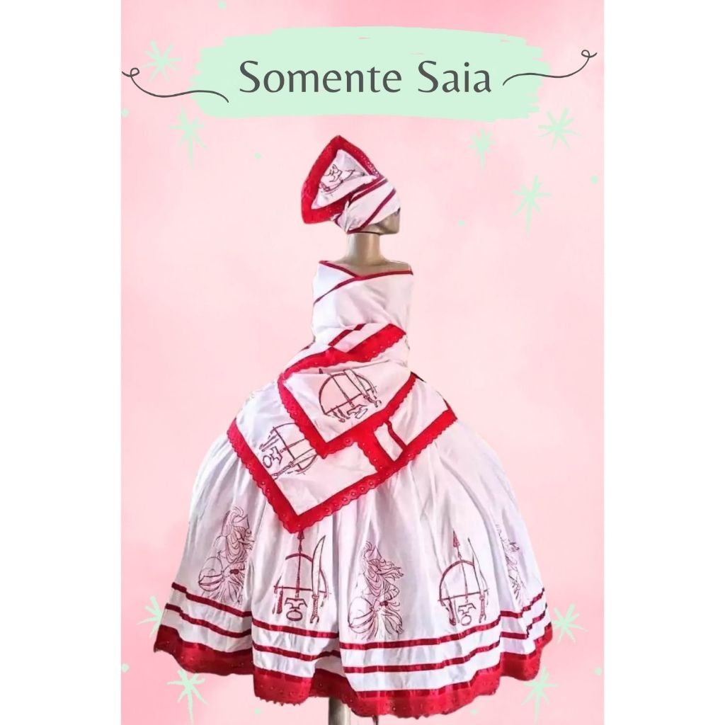 SAIA OGUM VERMELHO  - SAIA COM 5 MTS DE RODA - SAIA UMBANDA E CANDOMBLÉ