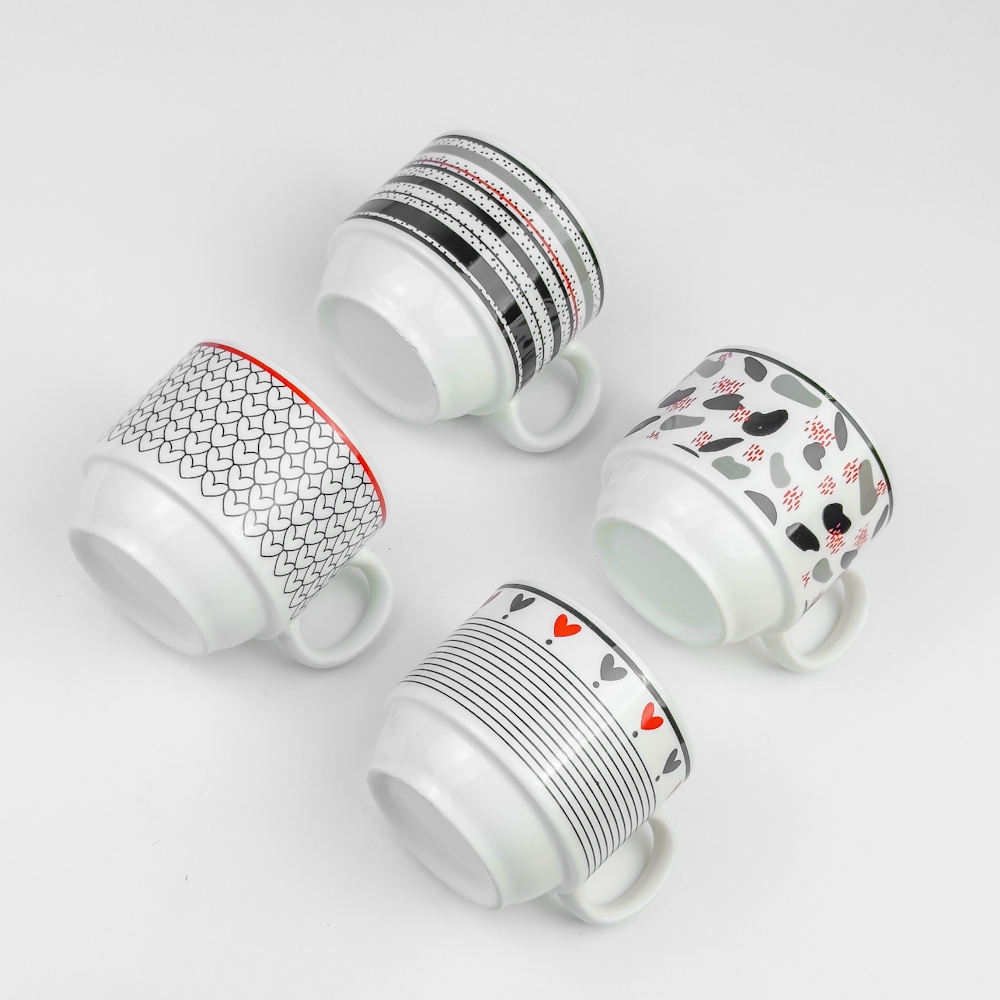 Kit 4 Xícaras Cerâmicas + 1 Suporte Torre de Metal 160ml em Oferta na Shopee