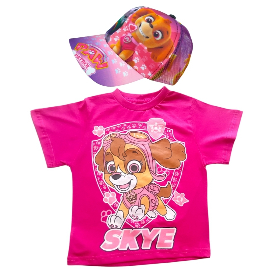 Kit Camiseta Skye Manga Curta 100% Algodão + Boné Com Ajuste Skye Infantil