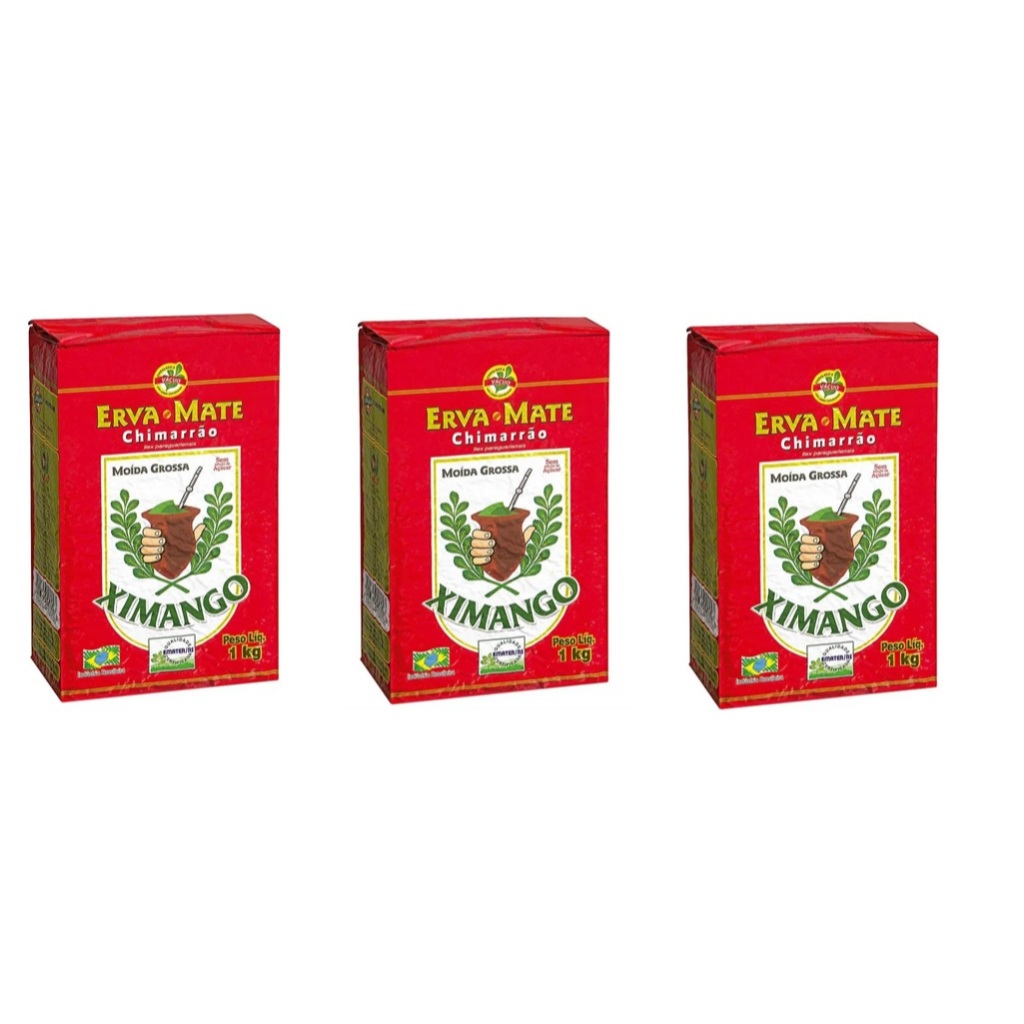 Kit 03 pcts Erva-mate Moída Grossa  à vácuo Ximango 1kg cada