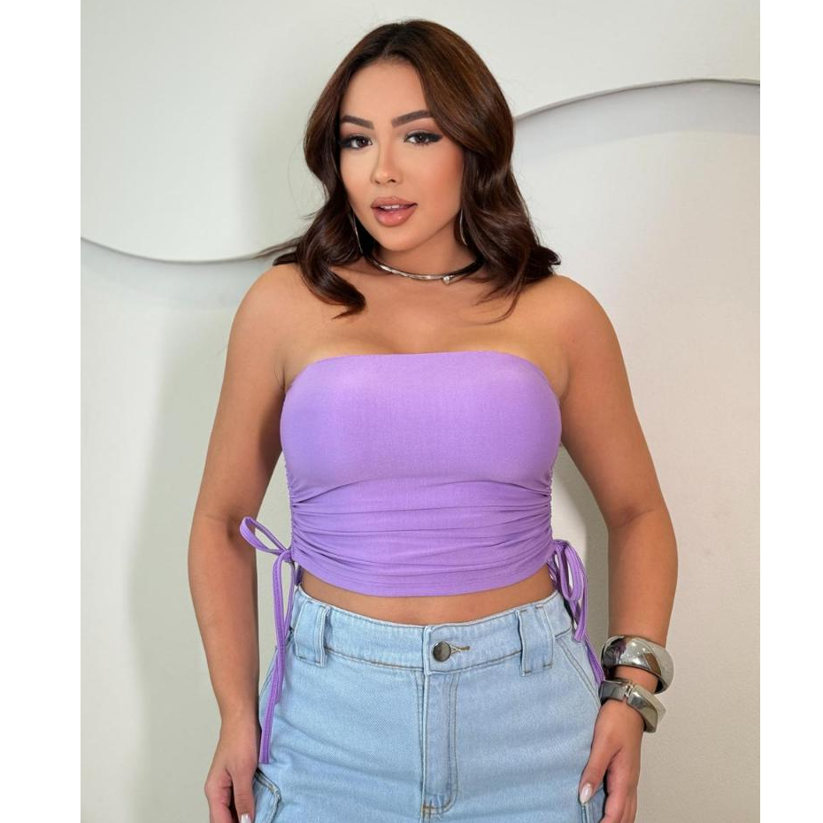 Cropped Tomara que Caia Feminino Top Tube Gringa  Com Bojo Candy Color Verão