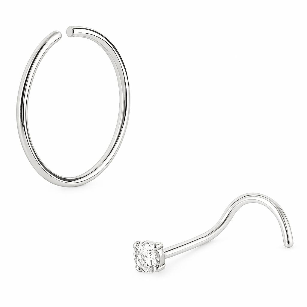 Kit 2 Piercings de Nariz Prata 925 Nostril Argola Zirconia em Oferta na Shopee