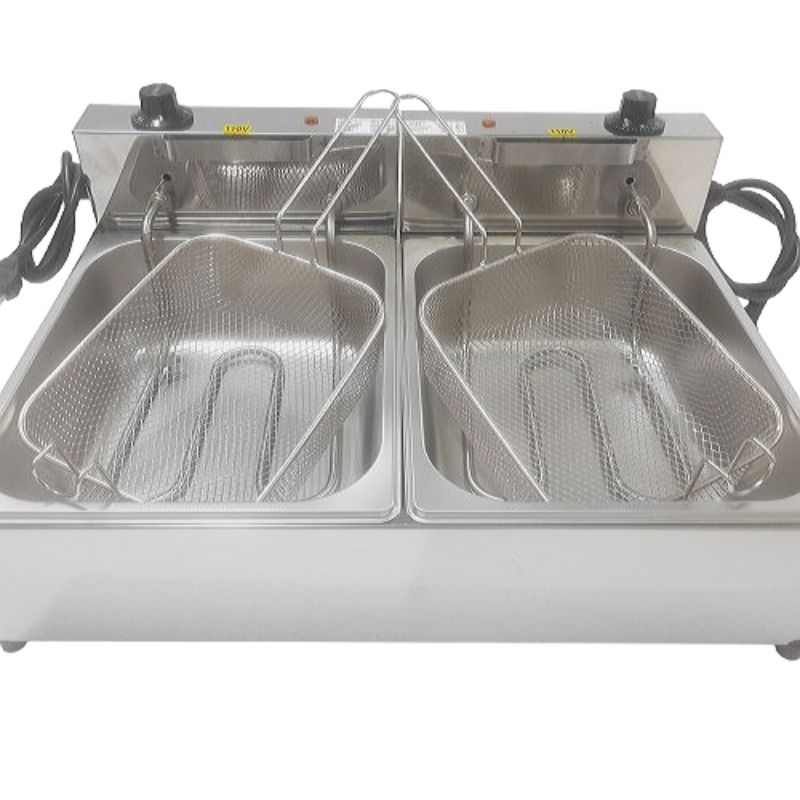 Fritadeira elétrica Industrial 10 litros de batata pastel 2 Cubas de 5 litros cada Cuba in...