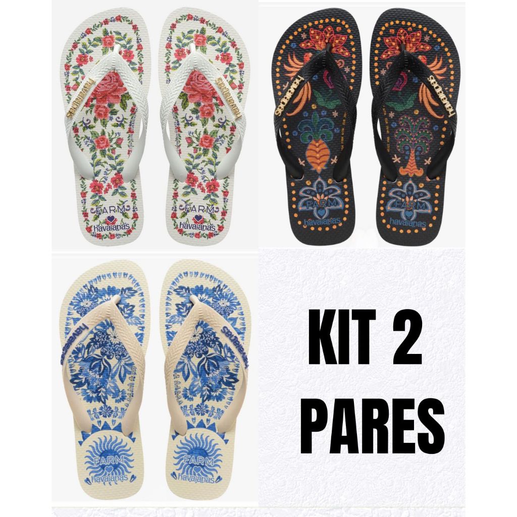 Kit 2 Pares Chinelo Havaianas Farm Tropical Vibes Promoção