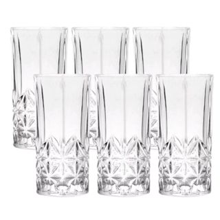 Jogo de Copo Casa Ambiente Vidro 6 Pçs 360ml Requinte Transparente em Oferta na Shopee