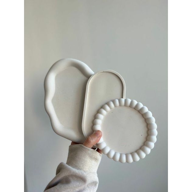 Kit 3 Bandejas Porta Jóias Nuvem Oval Lisa e Bublle