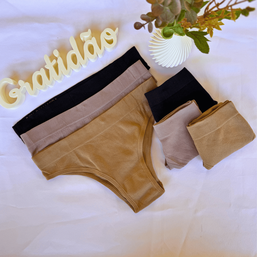 Kit Calcinhas Canelada Conforto Poliamida Lingerie Importada Tanga Não Marca Super Confortável em Oferta na Shopee