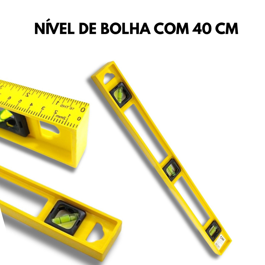 Nível de Bolha 40 cm Plástico Medidor de Precisão Ferramenta Construção Marcenaria Pedreiro Régua