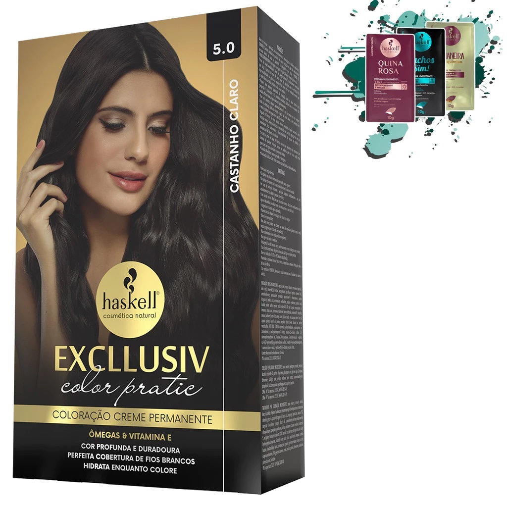 Kit Coloração 5.0 - Castanho Claro - Exclusiv Color Pratic Haskell