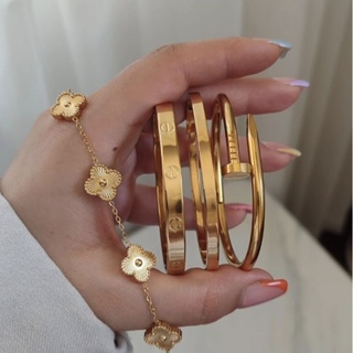 Conjunto Braceletes e Pulseira Feminina de Aço Inoxidável Dourado Kit Acessórios Femininos Bracelete em Oferta na Shopee
