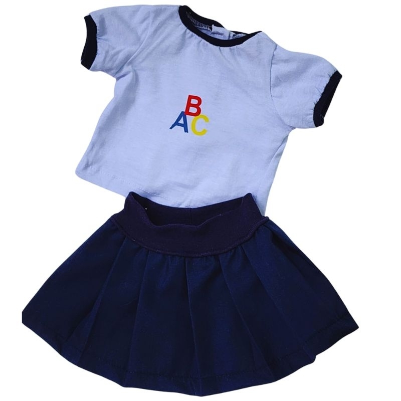 Uniforme Escolar Para Boneca Reborn Kit Colegial Saia E Blusa em Oferta na Shopee