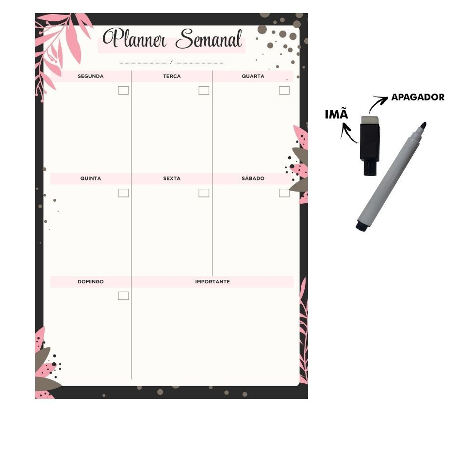 Magnético Geladeira-  Planner Organizador - com caneta que escreve e apaga Imã em Oferta na Shopee